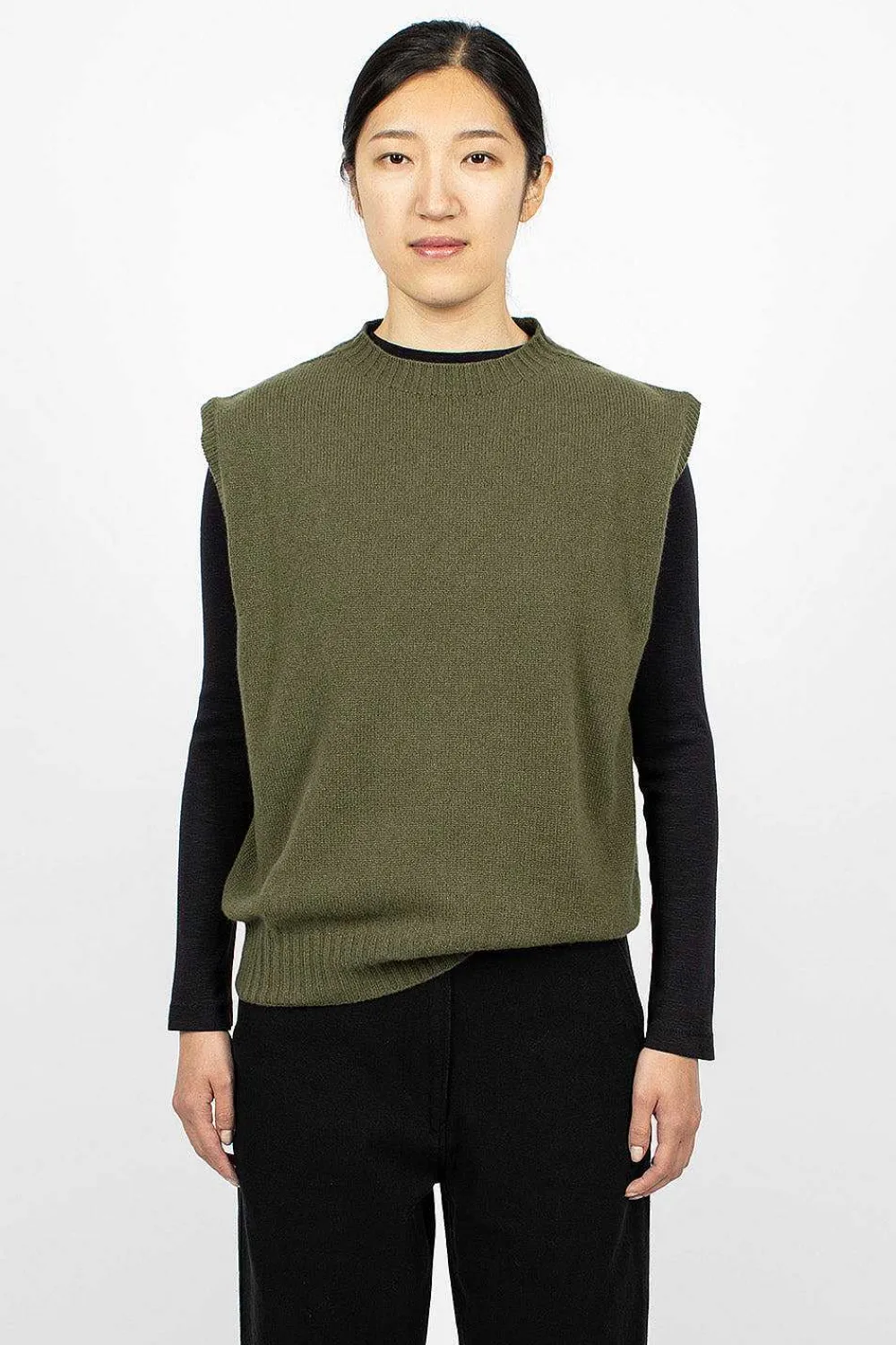 Margaret Howell Boxy Slipover Khaki| Knitwear