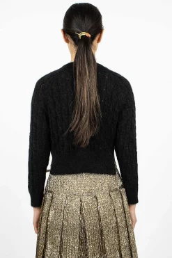 Simone Rocha Cable Knit Cardigan Black| Knitwear