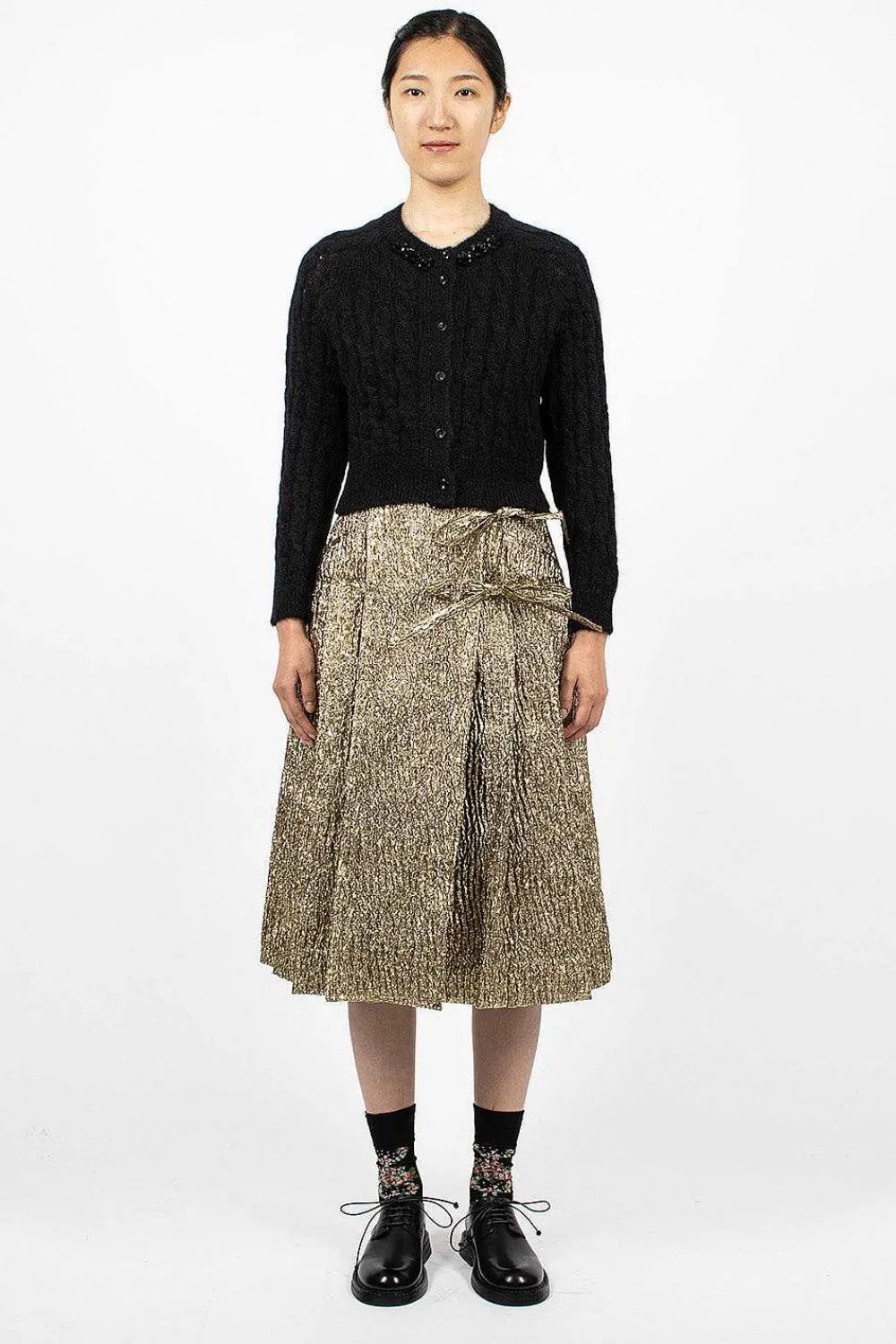 Simone Rocha Cable Knit Cardigan Black| Knitwear