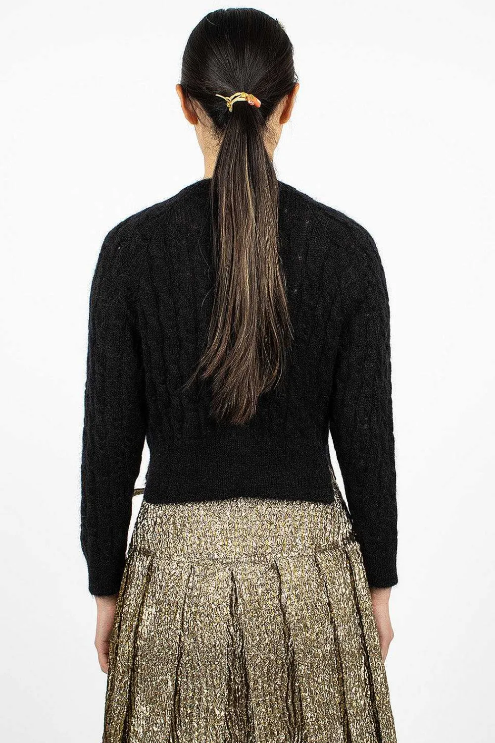 Simone Rocha Cable Knit Cardigan Black| Outerwear