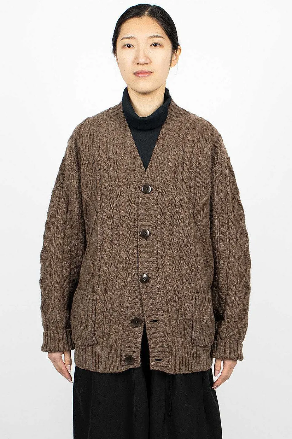 Kapital Cable Knit Cardigan Moca Brown| Outerwear
