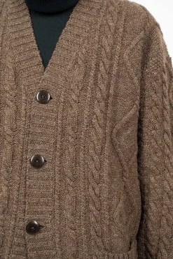 Kapital Cable Knit Cardigan Moca Brown| Knitwear