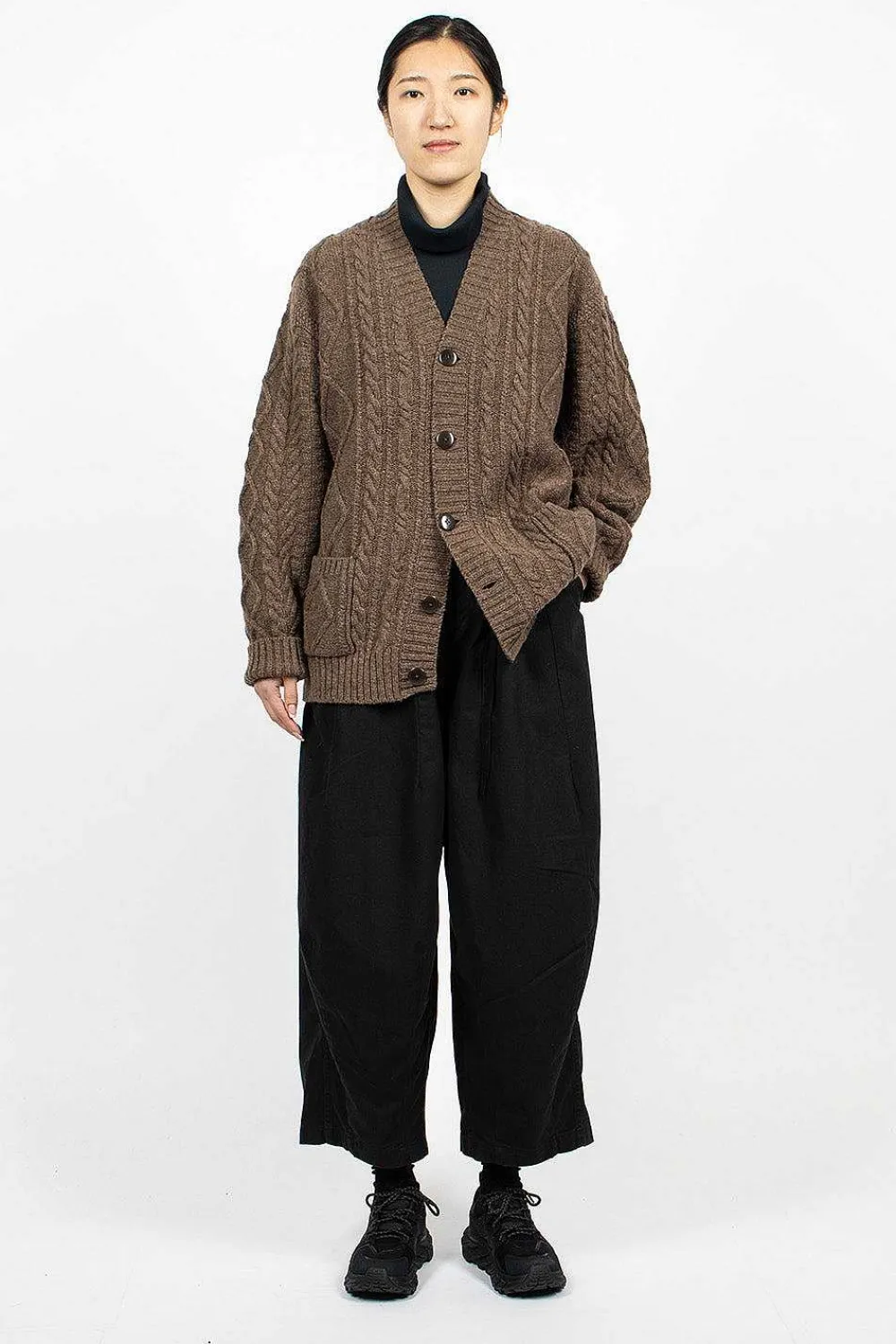Kapital Cable Knit Cardigan Moca Brown| Knitwear