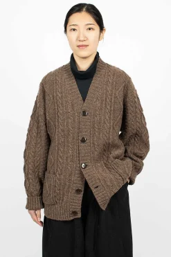 Kapital Cable Knit Cardigan Moca Brown| Knitwear