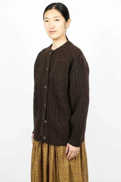 Ichi Antiquités Cable 2Way Cardigan Brown| Knitwear