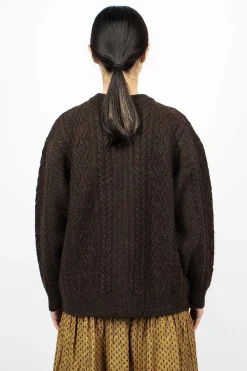 Ichi Antiquités Cable 2Way Cardigan Brown| Outerwear