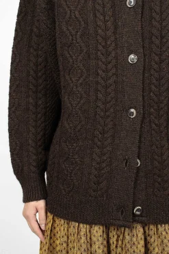 Ichi Antiquités Cable 2Way Cardigan Brown| Outerwear