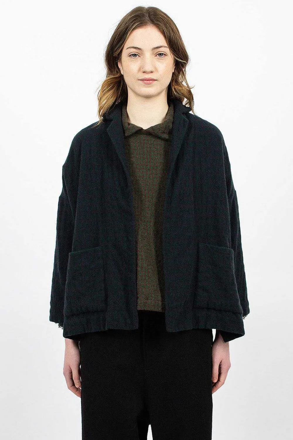 Daniela Gregis Cashmere Jacket Green Blue Check| Outerwear