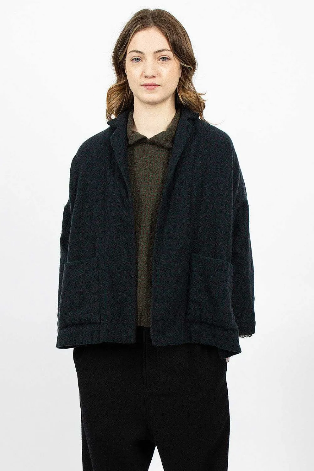 Daniela Gregis Cashmere Jacket Green Blue Check| Outerwear