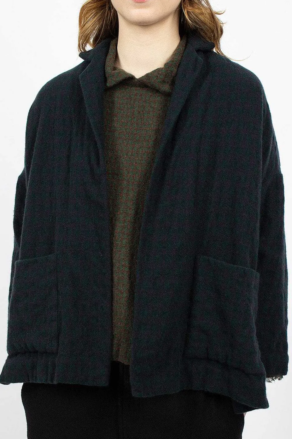 Daniela Gregis Cashmere Jacket Green Blue Check| Outerwear