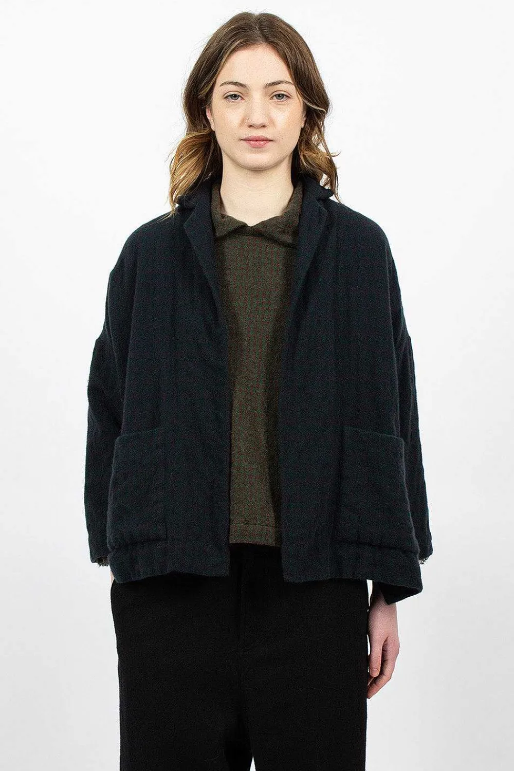 Daniela Gregis Cashmere Jacket Green Blue Check| Outerwear
