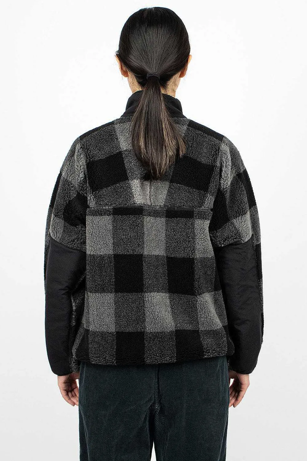 and wander Check Boa Jacket Grey| Outerwear
