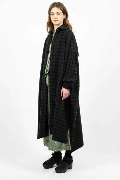 Daniela Gregis Check Wool Coat Blue Green| Outerwear