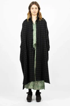 Daniela Gregis Check Wool Coat Blue Green| Outerwear