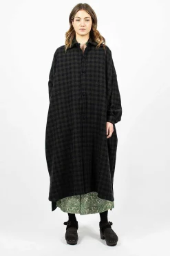 Daniela Gregis Check Wool Coat Blue Green| Outerwear