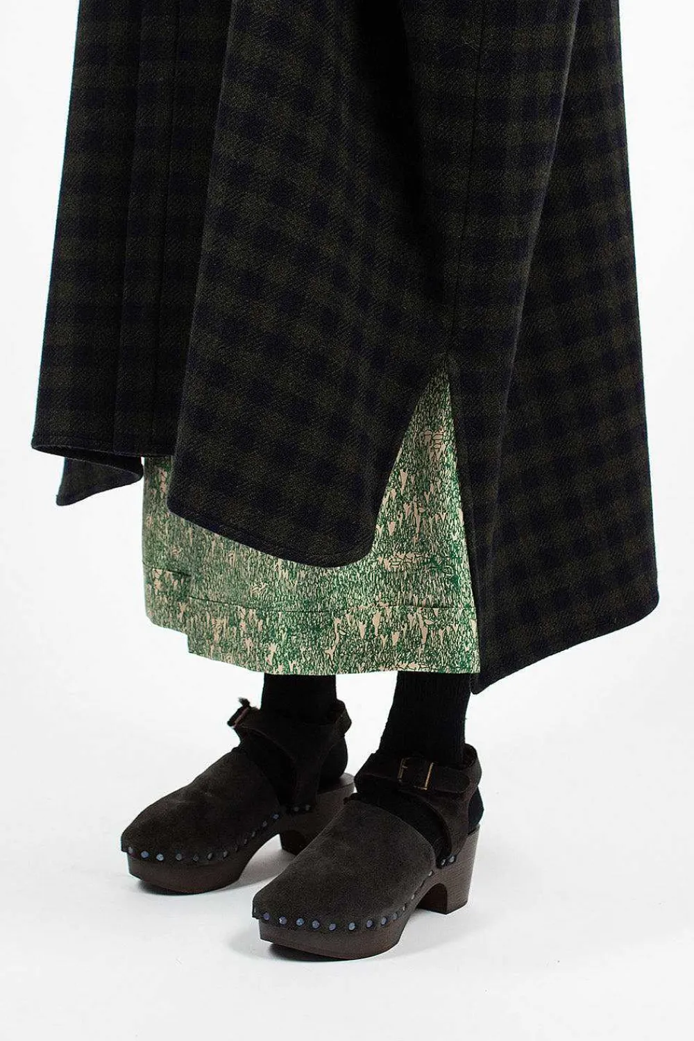 Daniela Gregis Check Wool Coat Blue Green| Outerwear