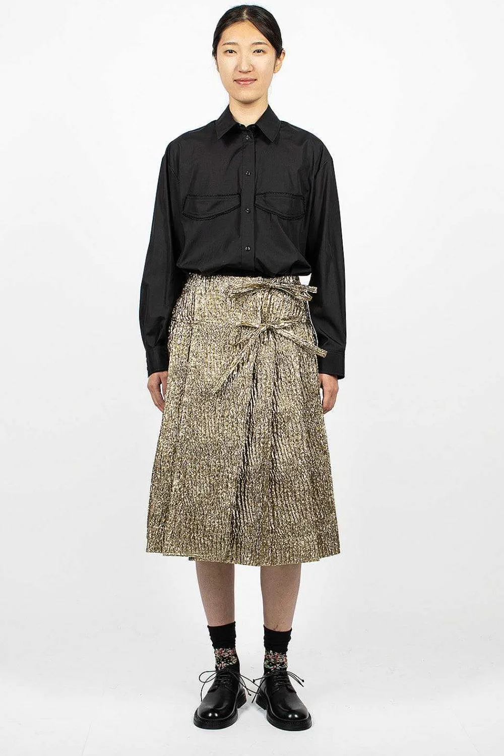 Simone Rocha Cloque Kilt Gold| Skirts
