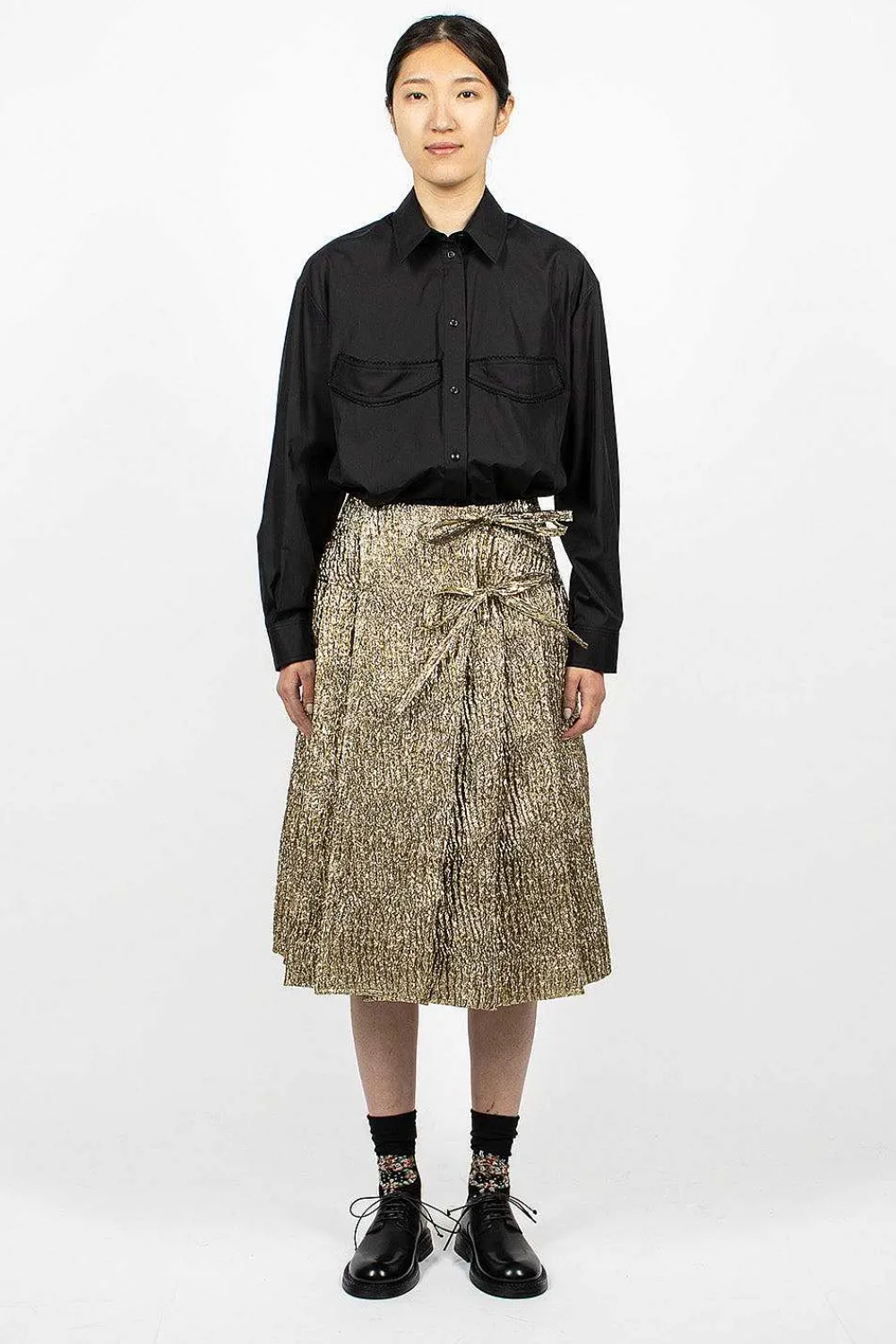 Simone Rocha Cloque Kilt Gold| Skirts