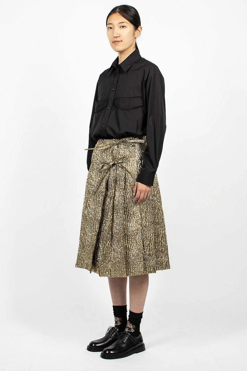 Simone Rocha Cloque Kilt Gold| Skirts