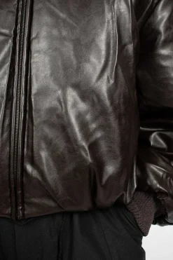 Acne Studios Coated Bomber Jacket Dark Brown| Outerwear