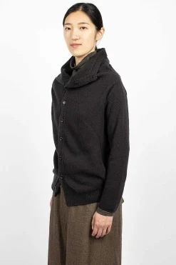 Vlas Blomme Cocoon Cardigan Brown/Black| Knitwear