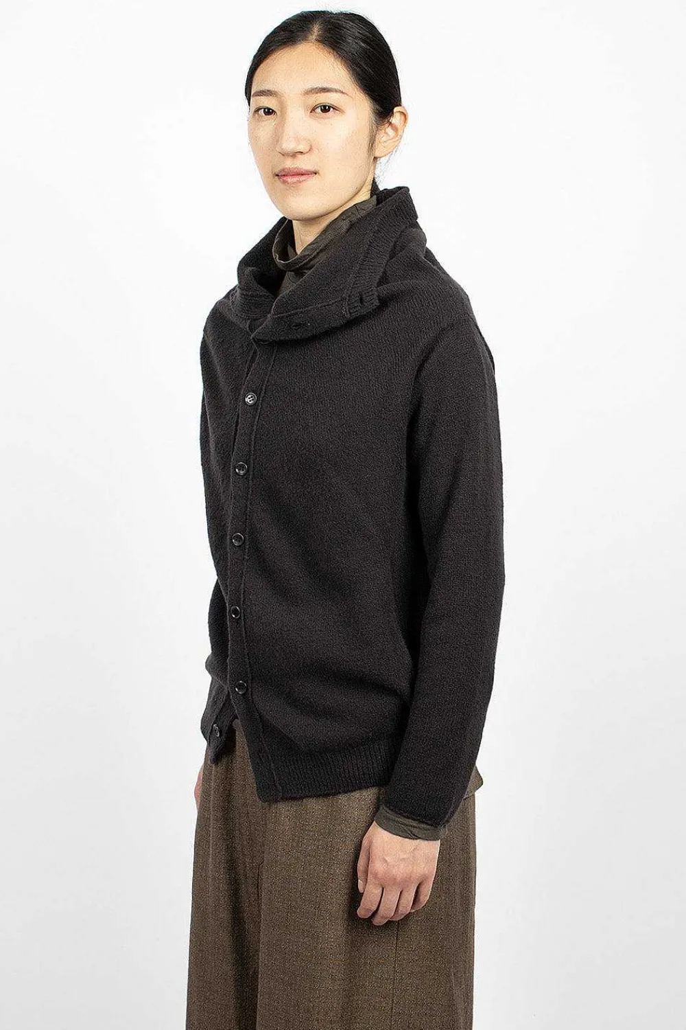 Vlas Blomme Cocoon Cardigan Brown/Black| Knitwear