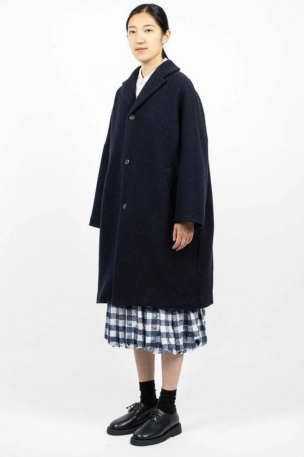École de Curiosités Coper Coat Dark Navy| Outerwear