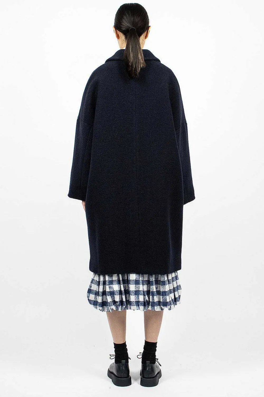 École de Curiosités Coper Coat Dark Navy| Outerwear