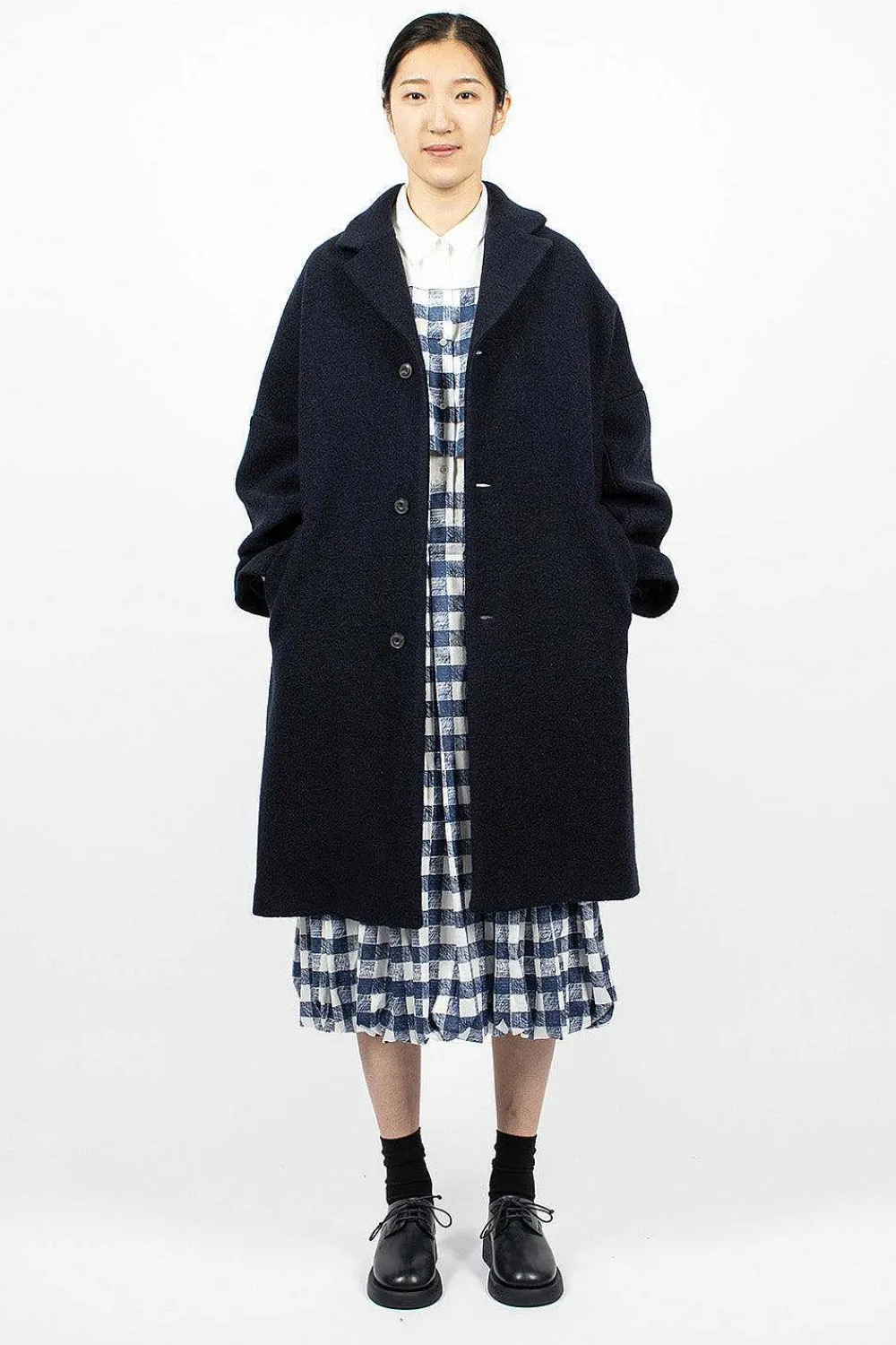 École de Curiosités Coper Coat Dark Navy| Outerwear