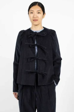 Eleph Cord Bow Shirt Navy| Shirts