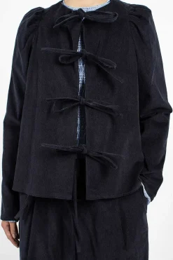 Eleph Cord Bow Shirt Navy| Shirts