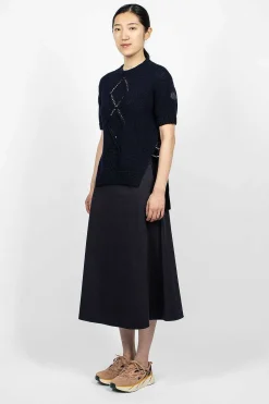 Moncler Cotton Midi Skirt Navy| Skirts