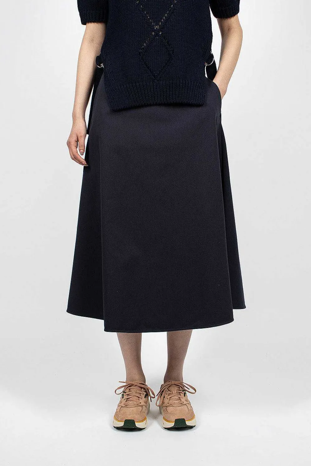 Moncler Cotton Midi Skirt Navy| Skirts