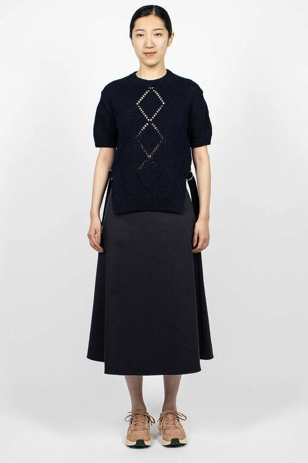 Moncler Cotton Midi Skirt Navy| Skirts