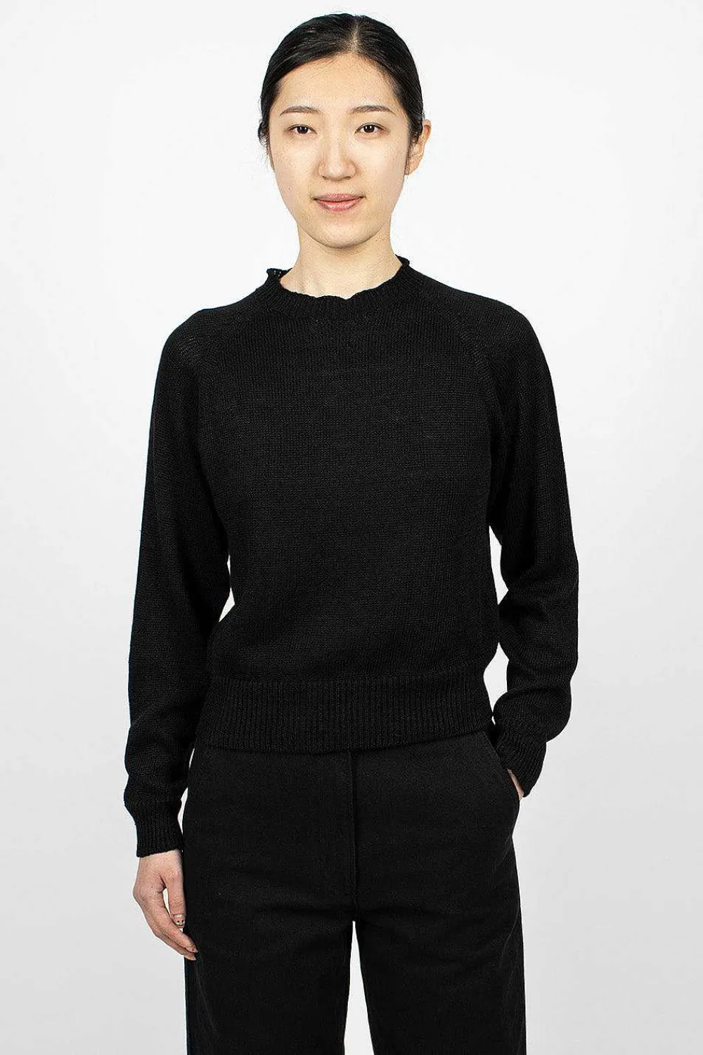 Margaret Howell Crew Neck Black Linen/Cotton| Knitwear
