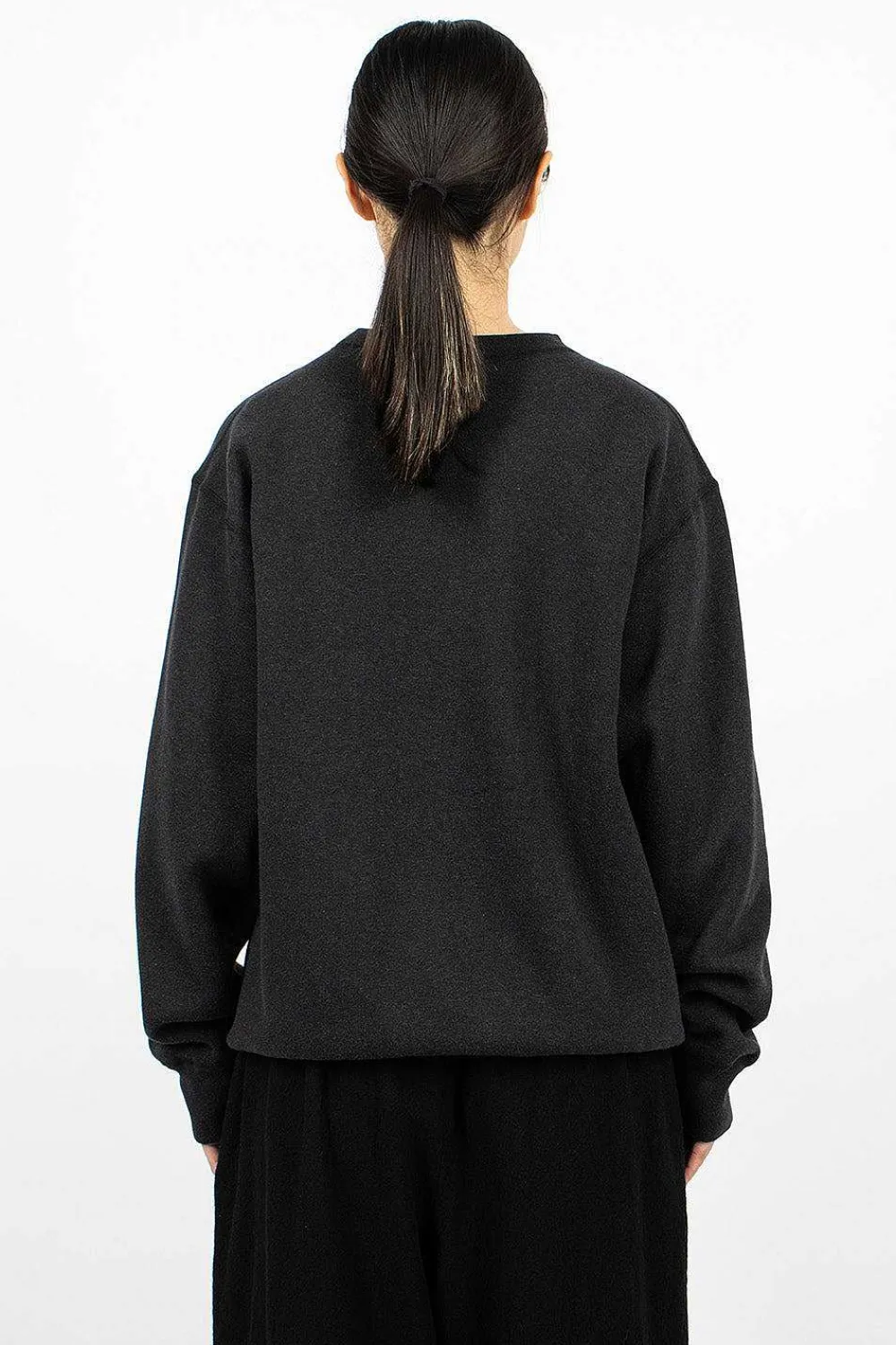 Toujours Crew Neck Pullover Heather Black| Tops