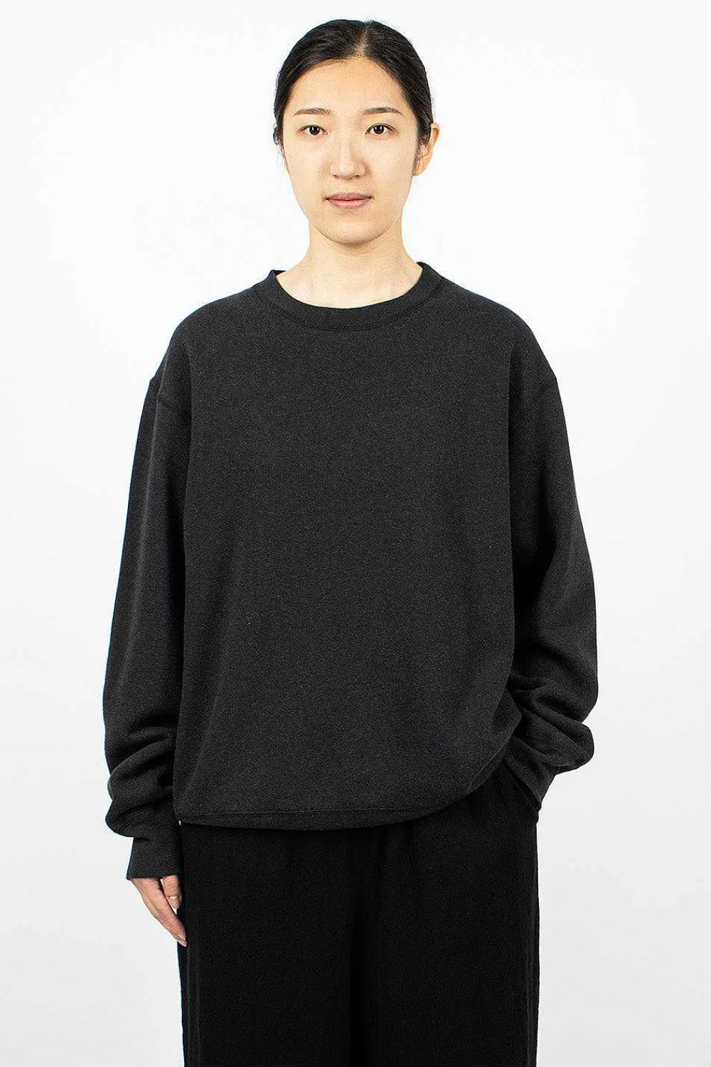 Toujours Crew Neck Pullover Heather Black| Tops