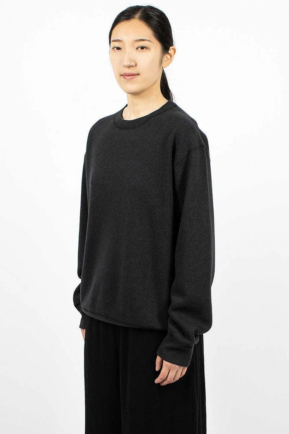 Toujours Crew Neck Pullover Heather Black| Tops