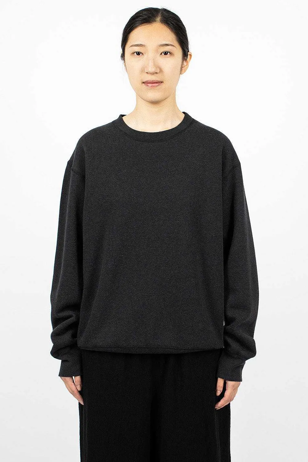 Toujours Crew Neck Pullover Heather Black| Tops