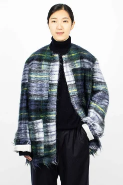 Sofie D'Hoore Croft Woven Jacket Green Tartan| Outerwear