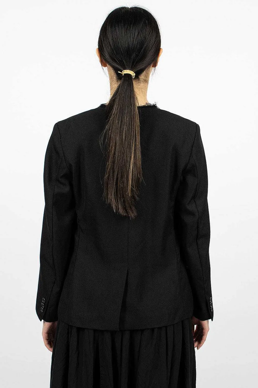 Comme Des Garçons Comme Des Garçons Cut-Off Collar Wool Jacket Black| Outerwear