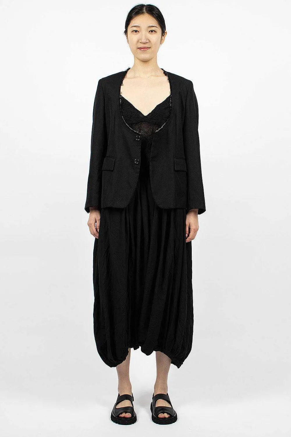 Comme Des Garçons Comme Des Garçons Cut-Off Collar Wool Jacket Black| Outerwear