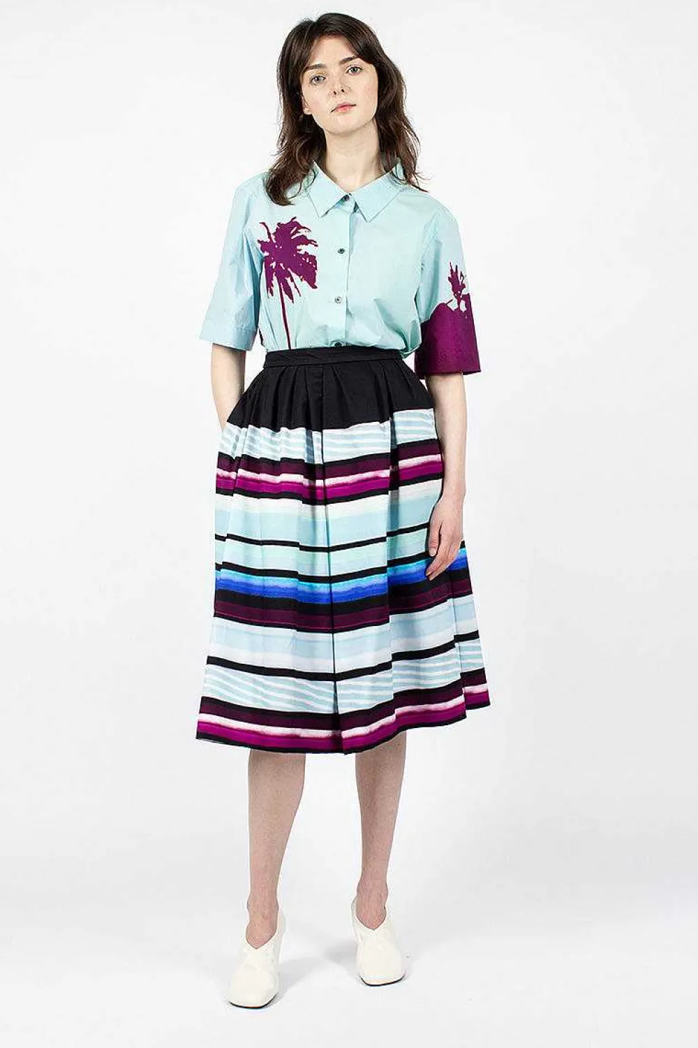 Dries Van Noten Digital Print Skirt Blue| Skirts