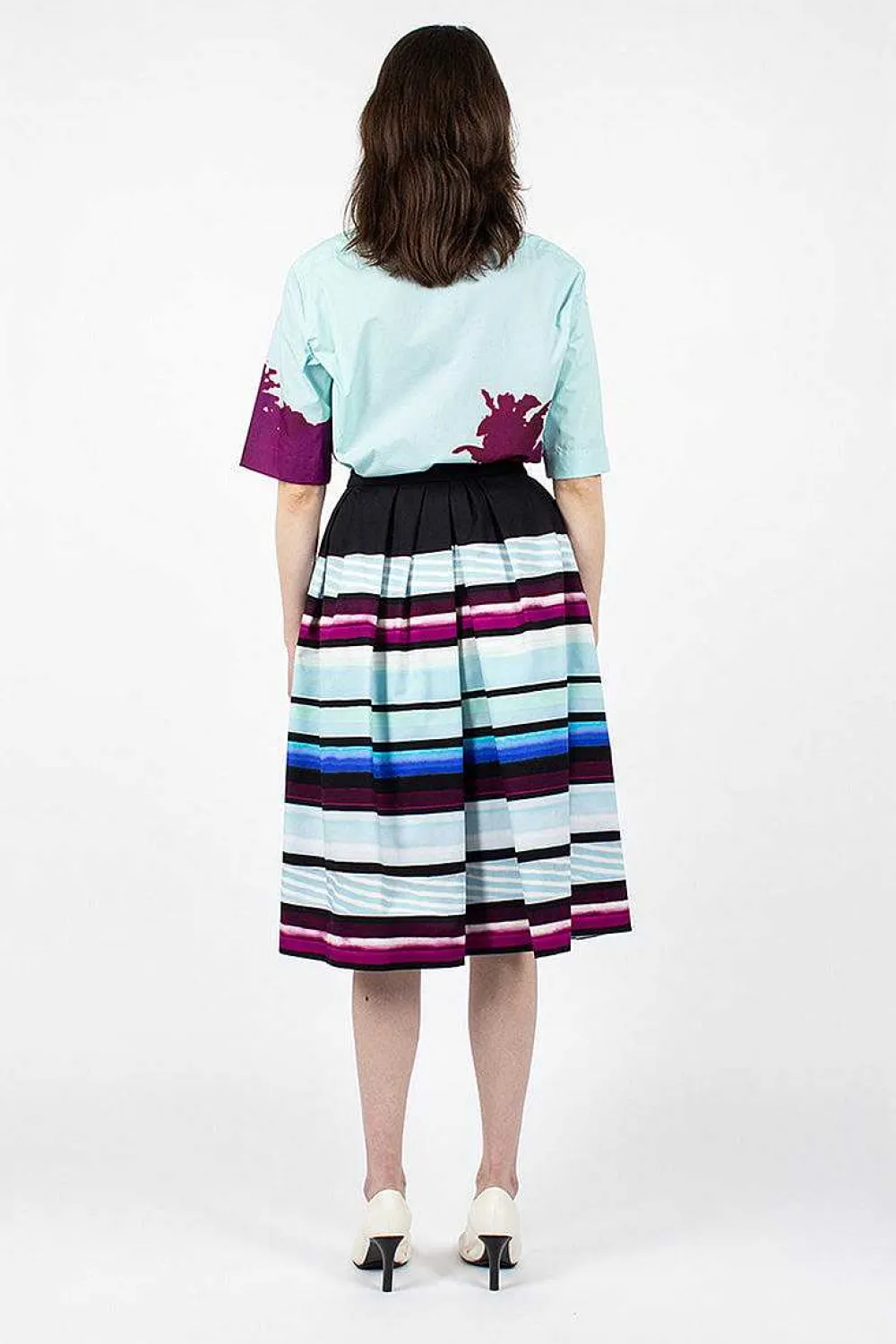 Dries Van Noten Digital Print Skirt Blue| Skirts