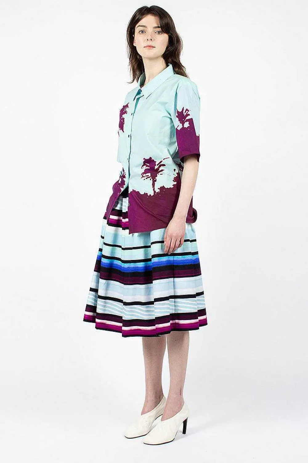 Dries Van Noten Digital Print Skirt Blue| Skirts