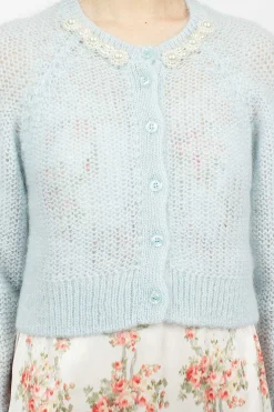 Simone Rocha Embellished Cardigan Baby Blue| Knitwear
