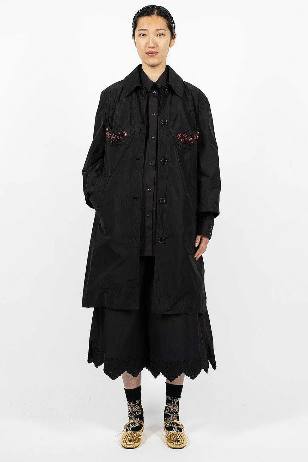 Simone Rocha Embellished Cup Car Coat| Outerwear