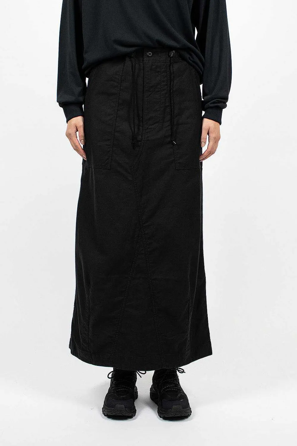 Needles Fatigue Skirt Black Sateen| Skirts