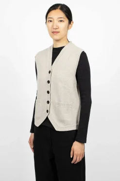 Margaret Howell Felted Wool Waistcoat Putty| Knitwear