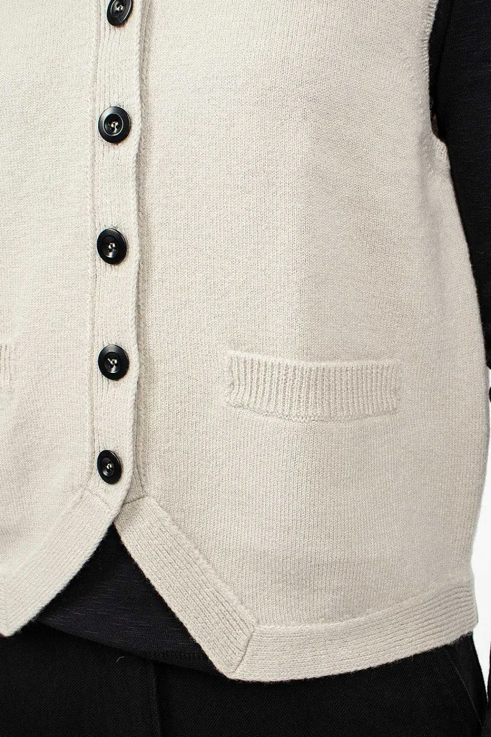 Margaret Howell Felted Wool Waistcoat Putty| Knitwear